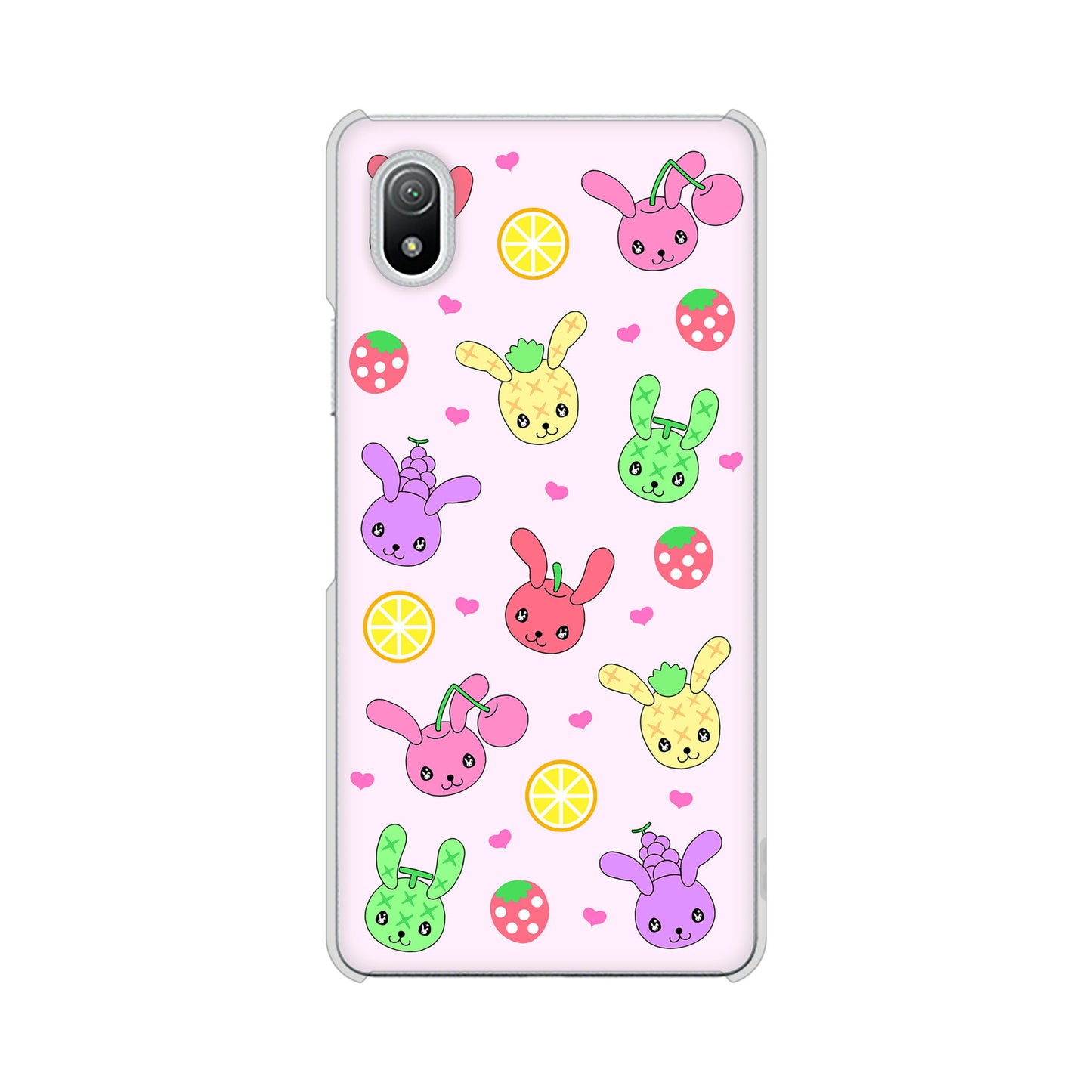Xperia Ace III SO-53C docomo 高画質仕上げ 背面印刷 ハードケース むかいあぐる フルーツうさぎのブルーラビッツ