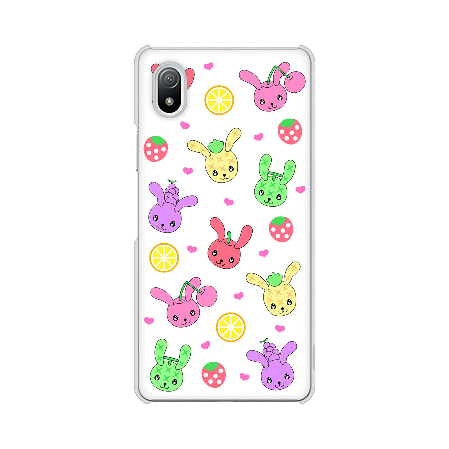 Xperia Ace III SO-53C docomo 高画質仕上げ 背面印刷 ハードケース むかいあぐる フルーツうさぎのブルーラビッツ