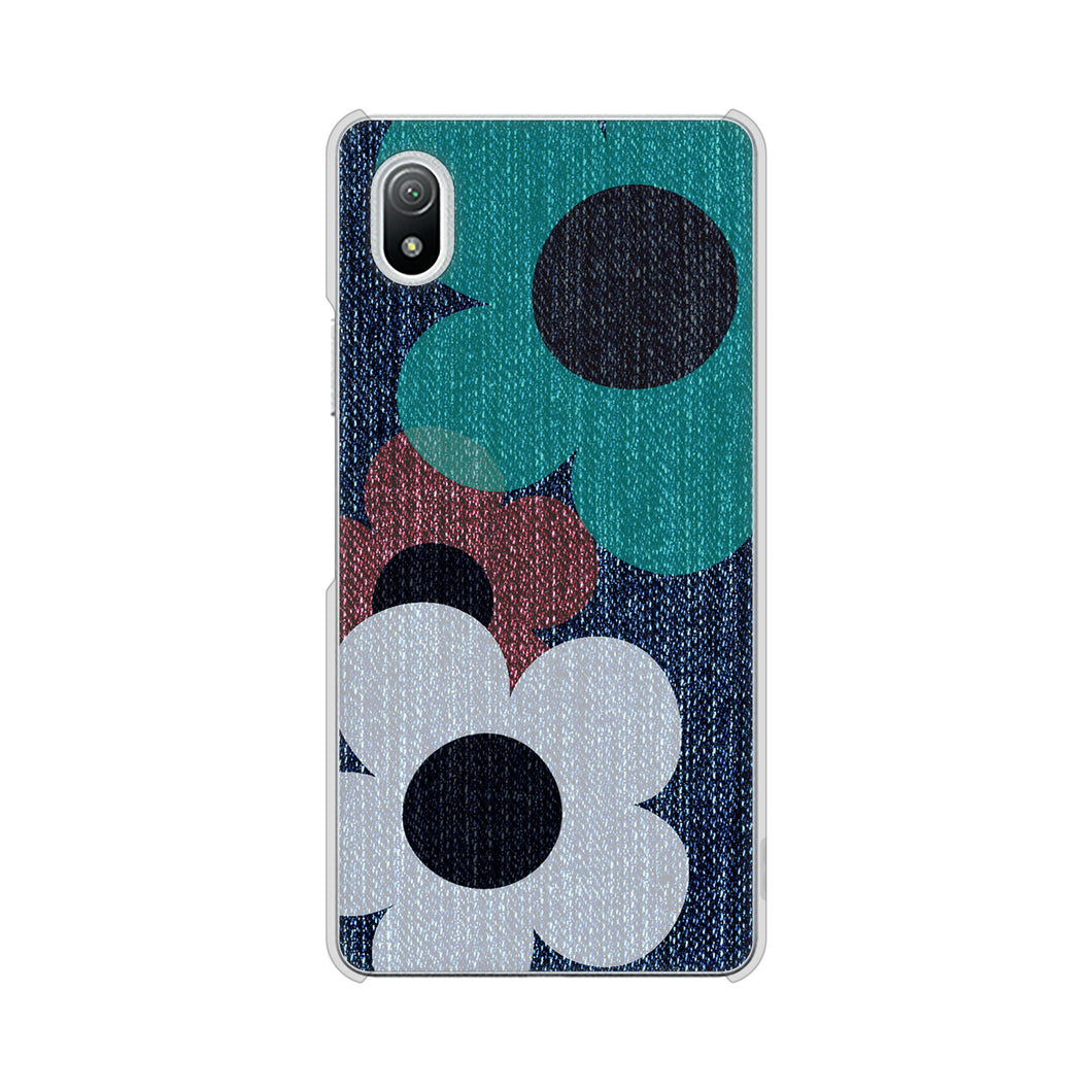 Xperia Ace III SO-53C docomo 高画質仕上げ 背面印刷 ハードケース 【EK869 ルーズフラワーinデニム風】