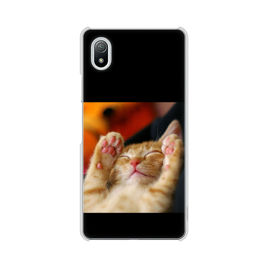 Xperia Ace III SO-53C docomo 高画質仕上げ 背面印刷 ハードケース 【VA804 爆睡するネコ】