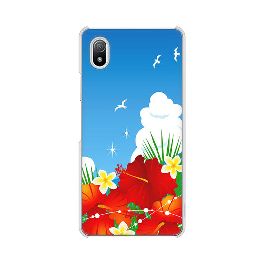 Xperia Ace III SO-53C docomo 高画質仕上げ 背面印刷 ハードケース 【VA821 ハイビスカスと青空】