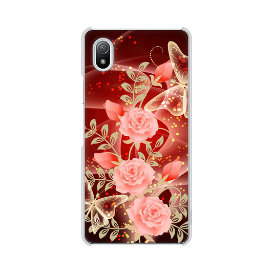 Xperia Ace III SO-53C docomo 高画質仕上げ 背面印刷 ハードケース 【VA824 魅惑の蝶とピンクのバラ】
