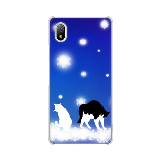 Xperia Ace III SO-53C docomo 高画質仕上げ 背面印刷 ハードケース 【YJ335 雪の結晶 はちわれ】