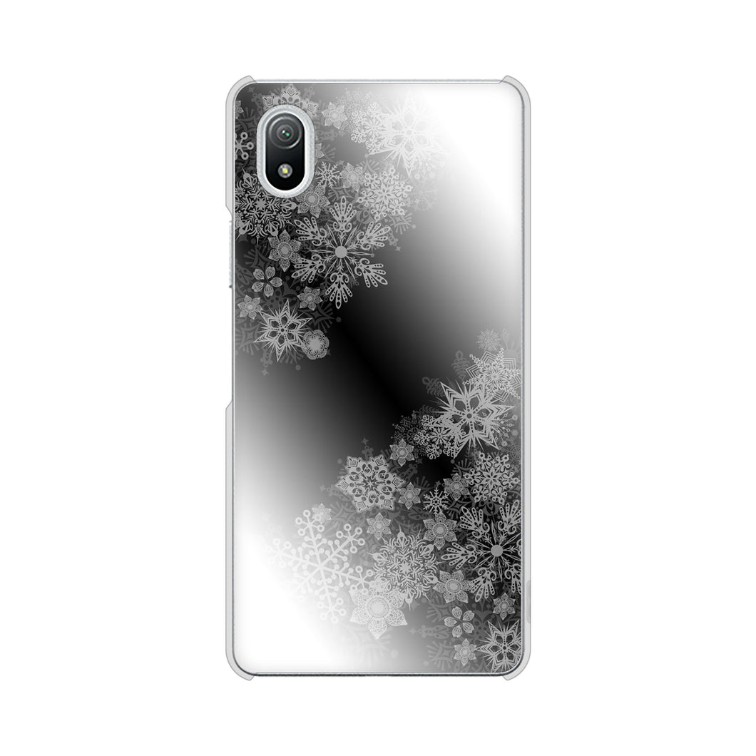 Xperia Ace III SO-53C docomo 高画質仕上げ 背面印刷 ハードケース 【YJ340 モノトーン 雪の結晶 】