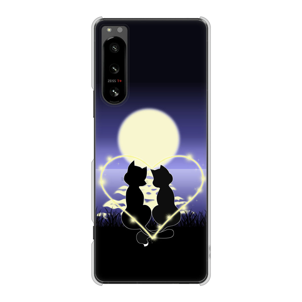 Xperia 5 IV SO-54C docomo 高画質仕上げ 背面印刷 ハードケース 夜とネコ