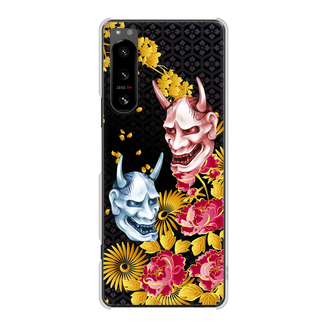Xperia 5 IV SO-54C docomo 高画質仕上げ 背面印刷 ハードケース 【1024 般若と牡丹2】