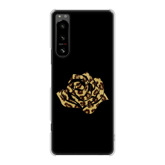 Xperia 5 IV SO-54C docomo 高画質仕上げ 背面印刷 ハードケース 【1184 ヒョウのバラ(茶)】