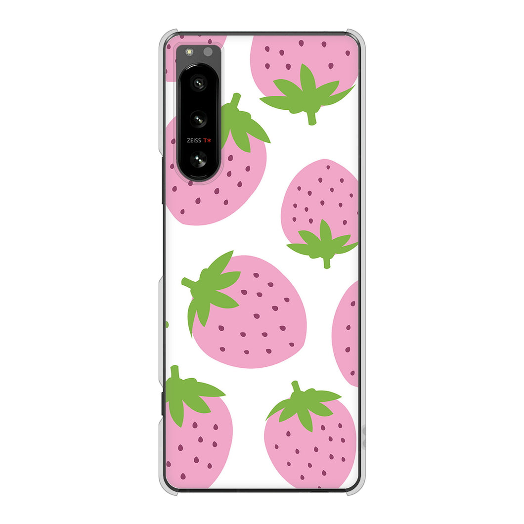 Xperia 5 IV SO-54C docomo 高画質仕上げ 背面印刷 ハードケース 大きいイチゴ模様