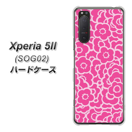 au エクスペリア5II SOG02 高画質仕上げ 背面印刷 ハードケース【716 ピンクフラワー】