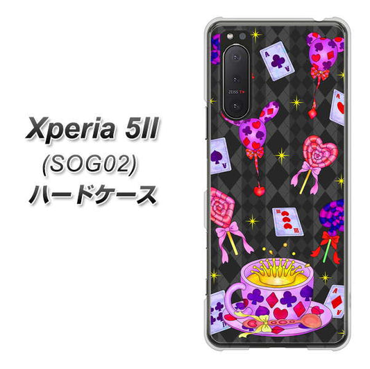 au エクスペリア5II SOG02 高画質仕上げ 背面印刷 ハードケース【AG818 トランプティー(黒)】
