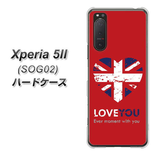 au エクスペリア5II SOG02 高画質仕上げ 背面印刷 ハードケース【SC804 ユニオンジャック ハートビンテージレッド】