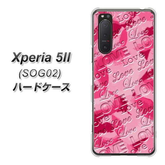 au エクスペリア5II SOG02 高画質仕上げ 背面印刷 ハードケース【SC845 フラワーヴェルニLOVE濃いピンク(ローズアンディアン)】