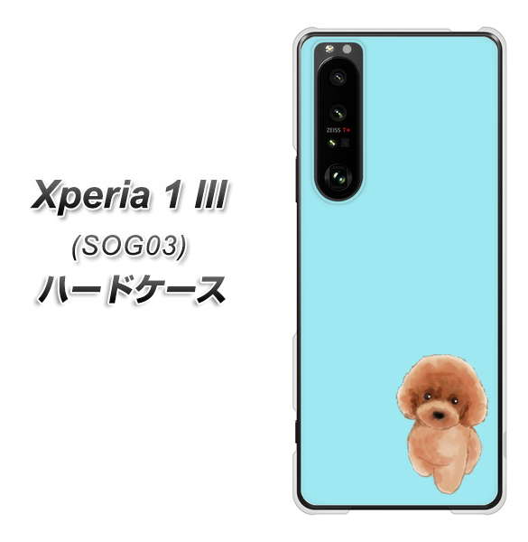 au エクスペリア1 III SOG03 高画質仕上げ 背面印刷 ハードケース【YJ050 トイプードルレッド(ブルー)】