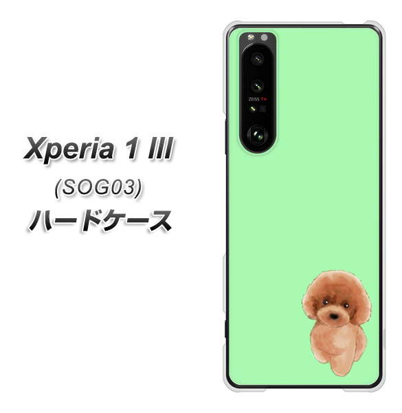 au エクスペリア1 III SOG03 高画質仕上げ 背面印刷 ハードケース【YJ052 トイプードルレッド( グリーン)】