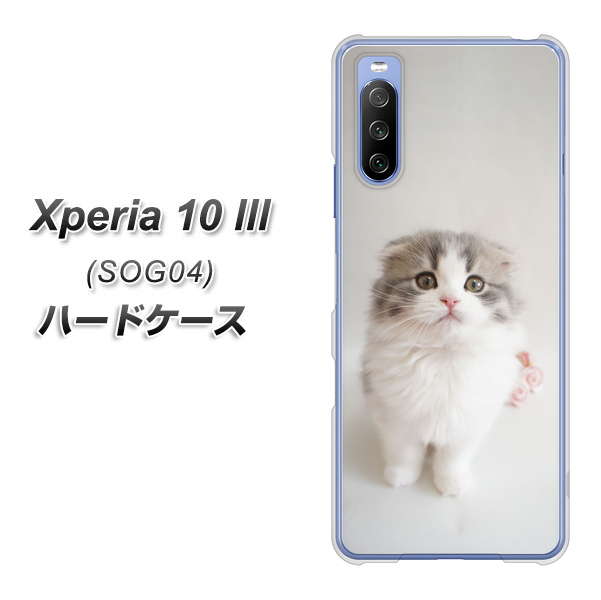 au エクスペリア10 III SOG04 高画質仕上げ 背面印刷 ハードケース【VA803 まっていますネコ】