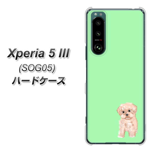 Xperia 5 III SOG05 au 高画質仕上げ 背面印刷 ハードケース【YJ063 トイプードルアプリコット(グリーン)】