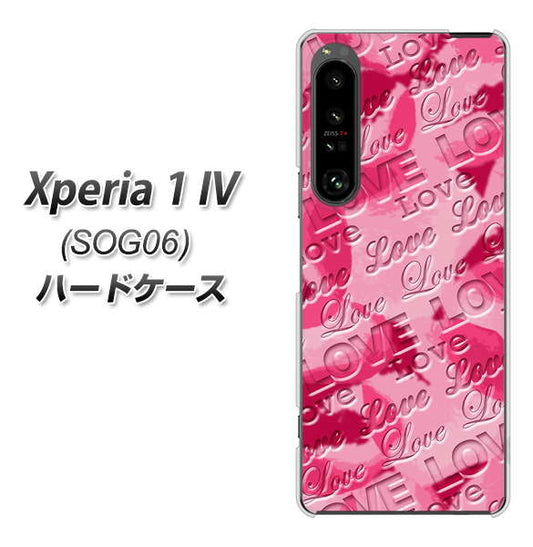 Xperia 1 IV SOG06 au 高画質仕上げ 背面印刷 ハードケース【SC845 フラワーヴェルニLOVE濃いピンク(ローズアンディアン)】