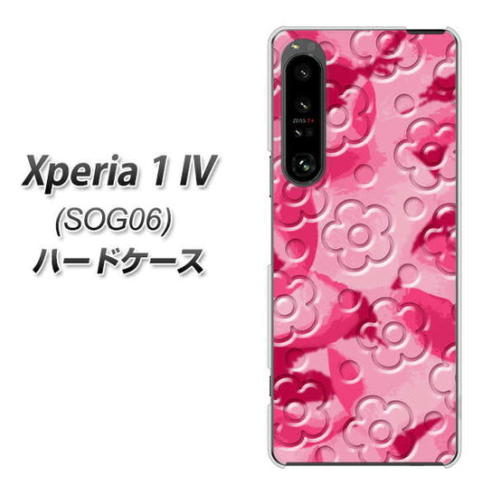 Xperia 1 IV SOG06 au 高画質仕上げ 背面印刷 ハードケース【SC847 フラワーヴェルニ花濃いピンク(ローズアンディアン)】