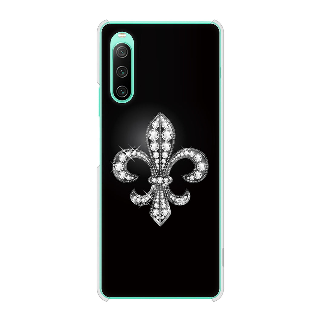 Xperia 10 IV SOG07 au 高画質仕上げ 背面印刷 ハードケース 【042 ラインストーン風の印刷ゴージャスユリ】