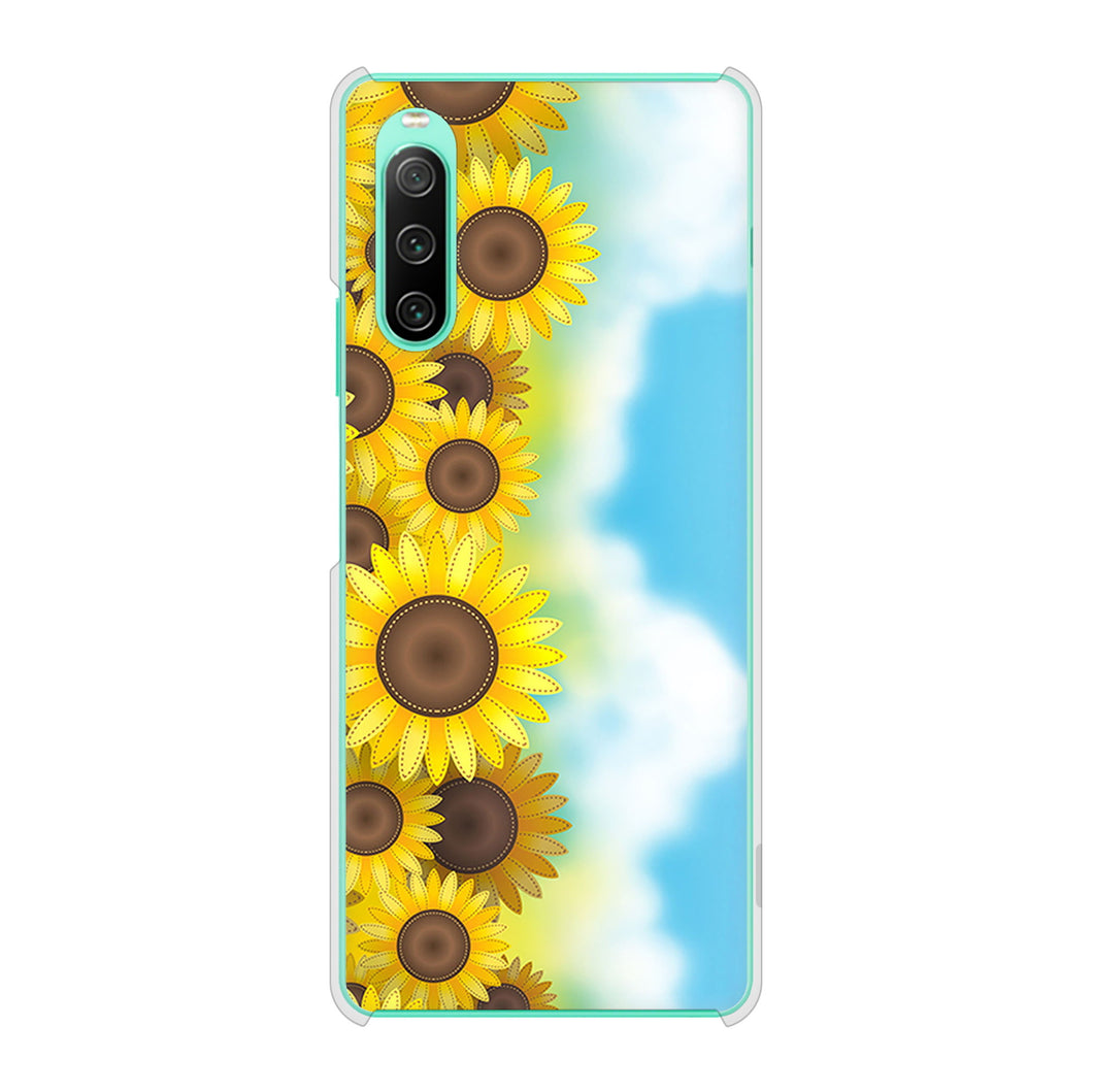 Xperia 10 IV SOG07 au 高画質仕上げ 背面印刷 ハードケース 【148 ひまわり畑】
