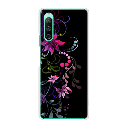 Xperia 10 IV SOG07 au 高画質仕上げ 背面印刷 ハードケース 【263 闇に浮かぶ華】