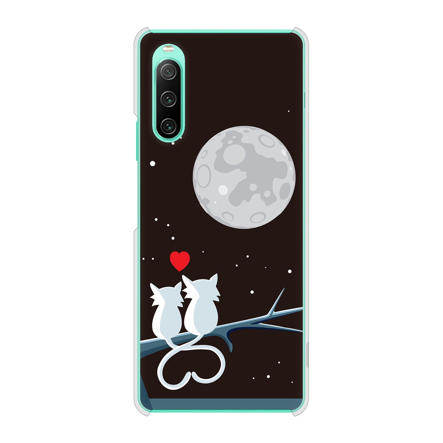 Xperia 10 IV SOG07 au 高画質仕上げ 背面印刷 ハードケース 夜とネコ