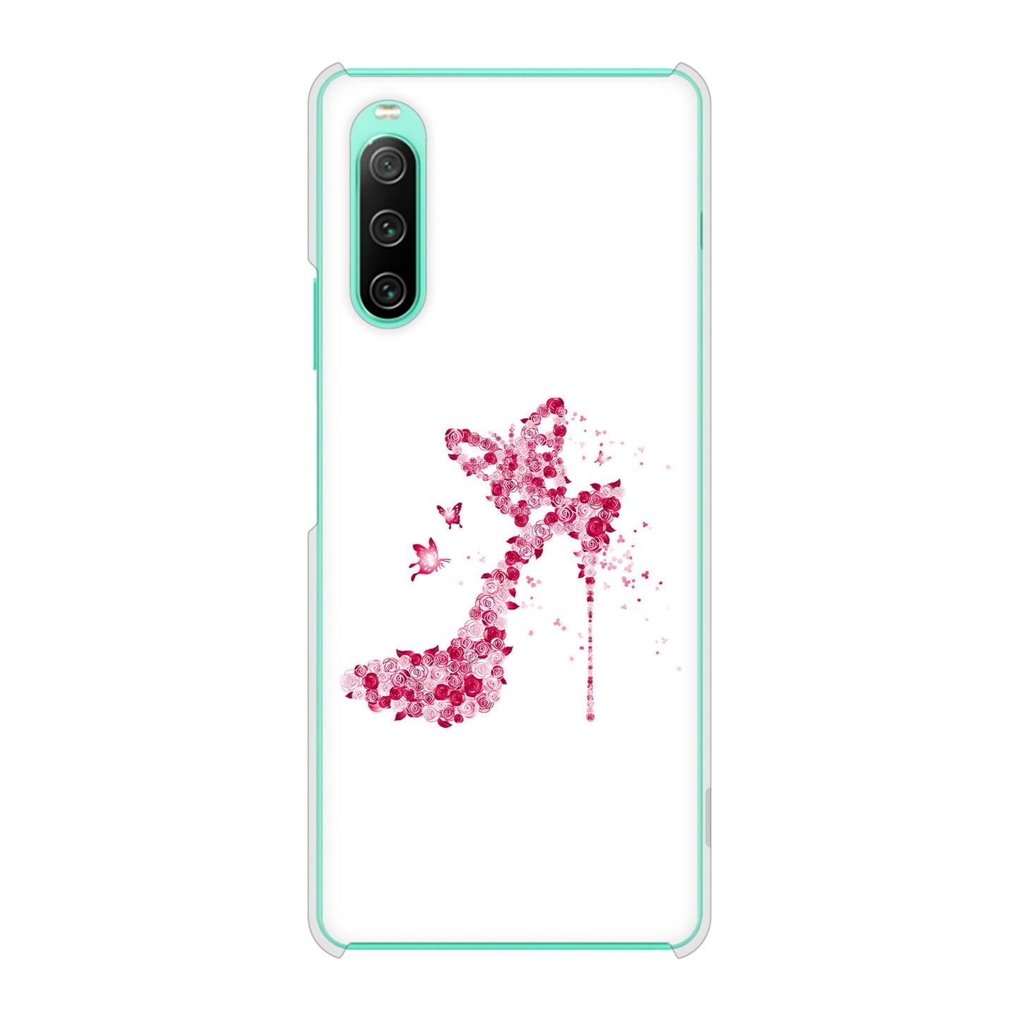 Xperia 10 IV SOG07 au 高画質仕上げ 背面印刷 ハードケース 【387 薔薇のハイヒール】