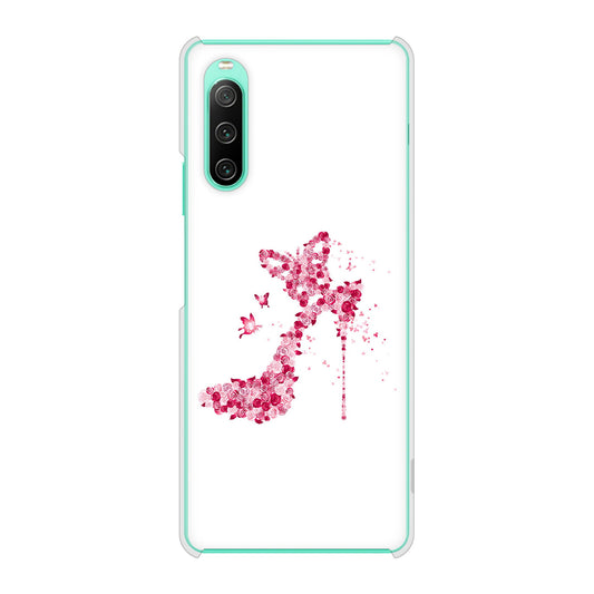 Xperia 10 IV SOG07 au 高画質仕上げ 背面印刷 ハードケース 【387 薔薇のハイヒール】