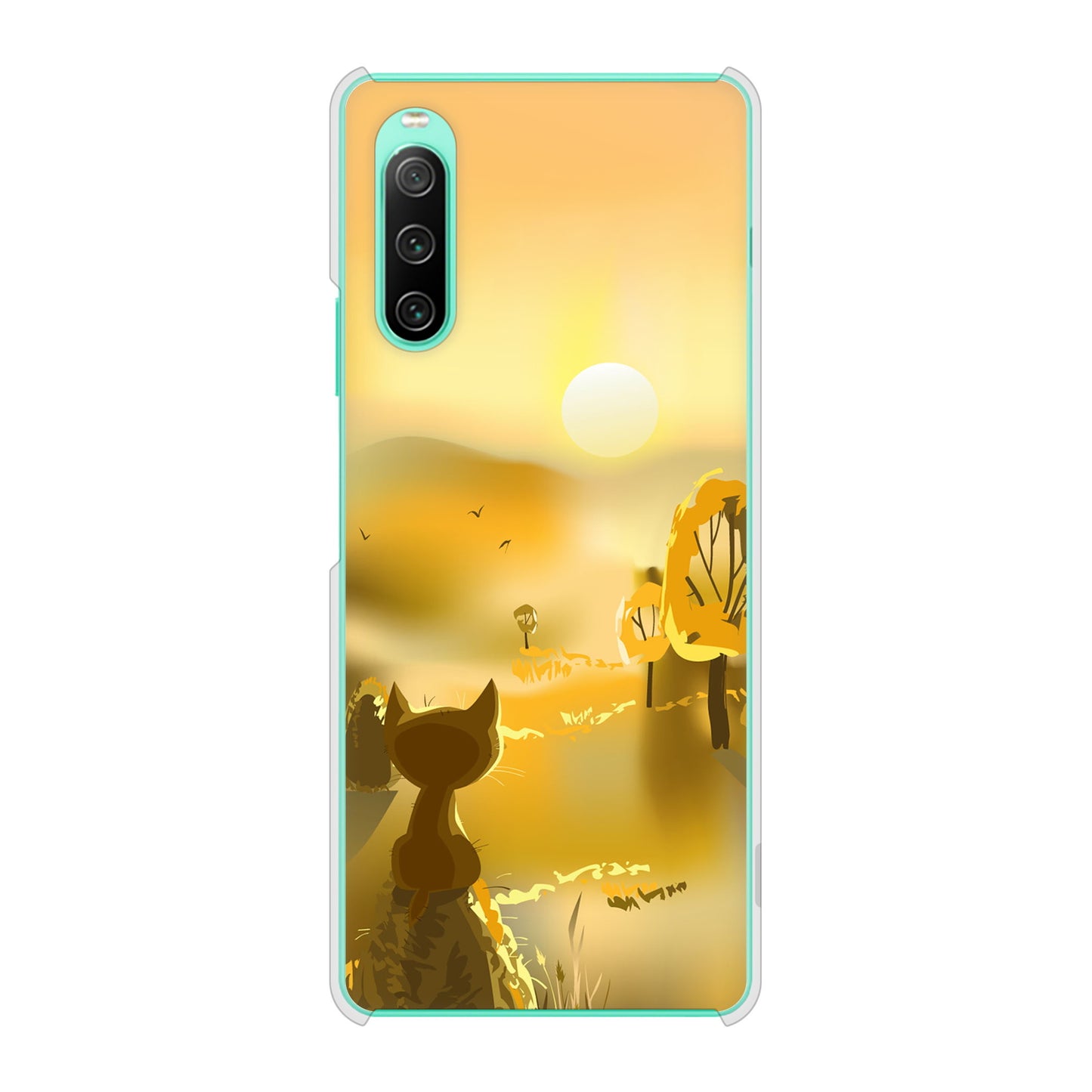 Xperia 10 IV SOG07 au 高画質仕上げ 背面印刷 ハードケース 【400 たそがれの猫】
