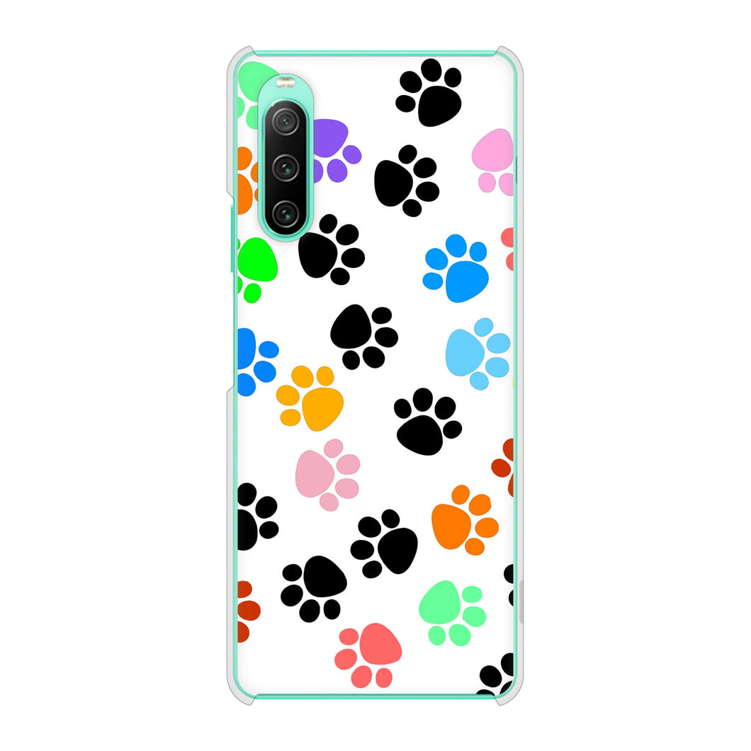 Xperia 10 IV SOG07 au 高画質仕上げ 背面印刷 ハードケース 【1108 あしあとカラフル】