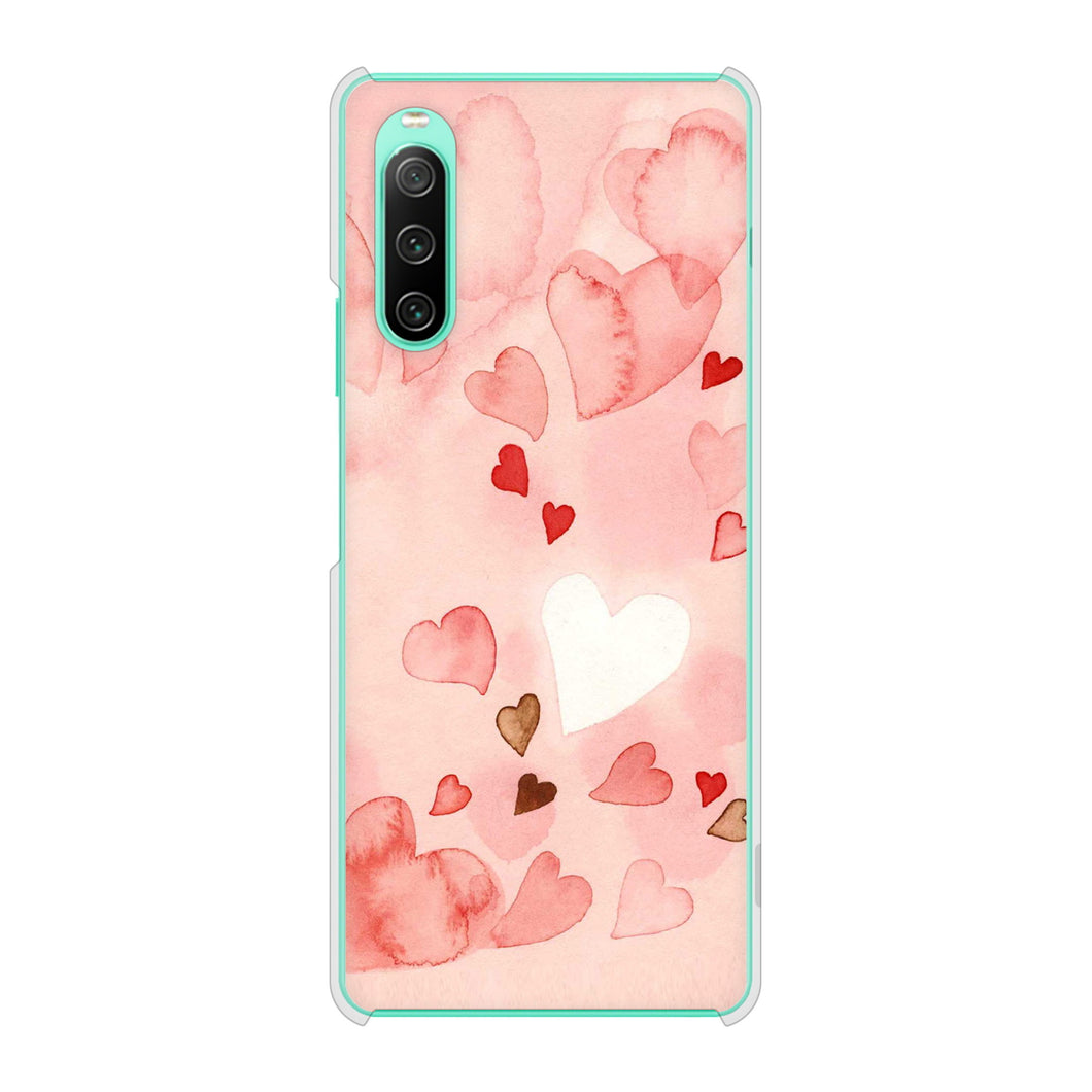 Xperia 10 IV SOG07 au 高画質仕上げ 背面印刷 ハードケース 【1125 ハートの和紙】