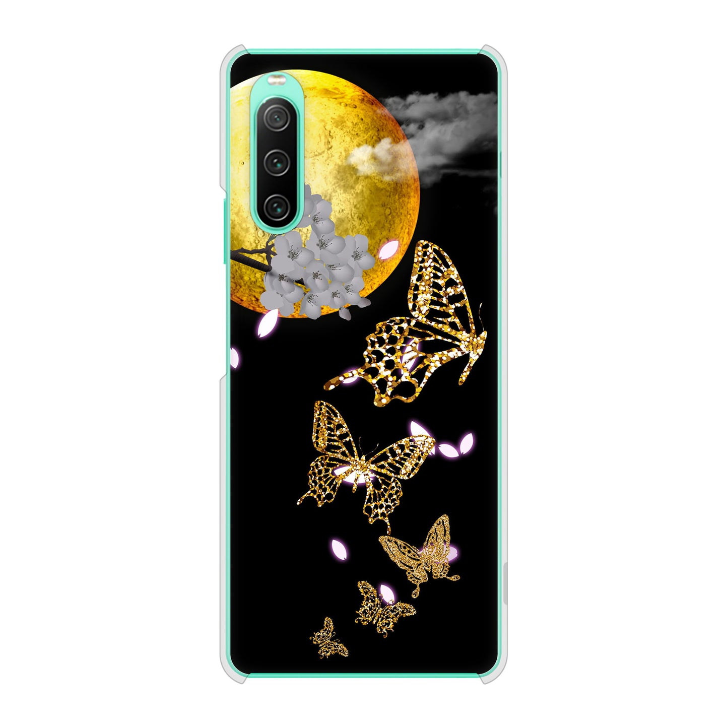 Xperia 10 IV SOG07 au 高画質仕上げ 背面印刷 ハードケース 【1150 月に昇る蝶】