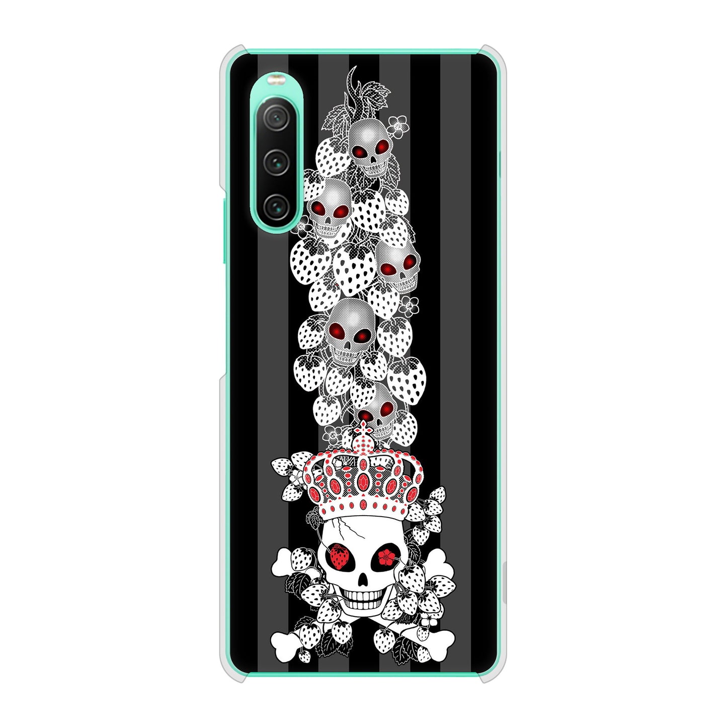 Xperia 10 IV SOG07 au 高画質仕上げ 背面印刷 ハードケース むかいあぐる 苺骸骨王冠蔦