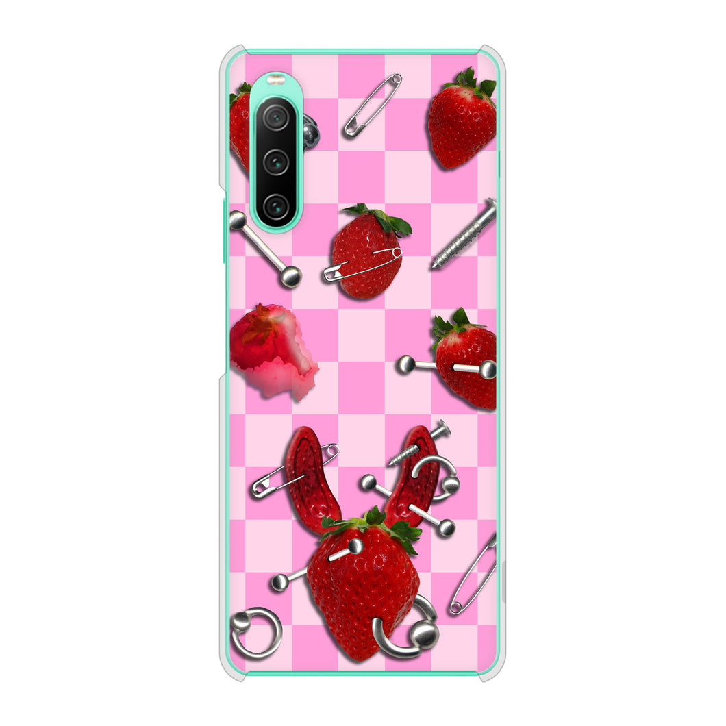 Xperia 10 IV SOG07 au 高画質仕上げ 背面印刷 ハードケース むかいあぐる 苺パンク