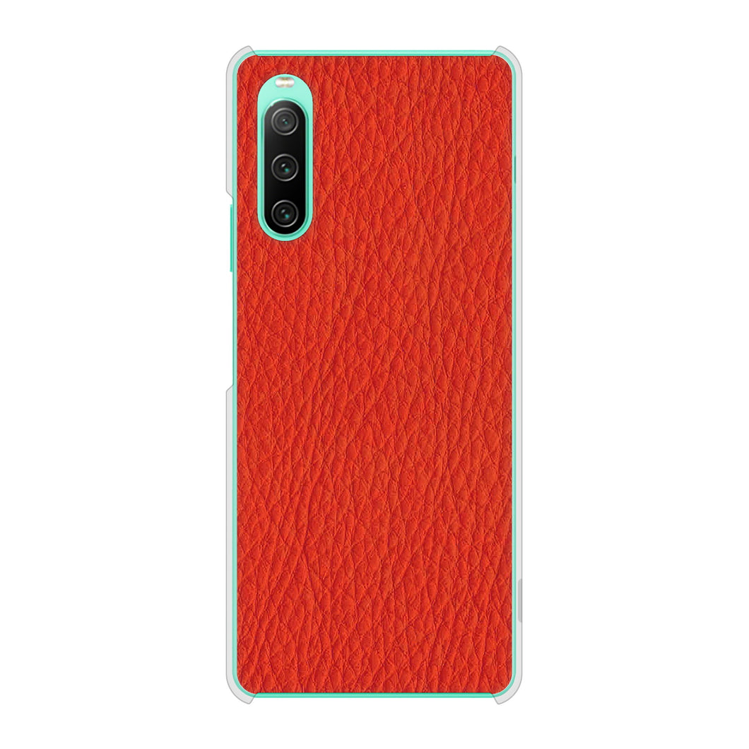 Xperia 10 IV SOG07 au 高画質仕上げ 背面印刷 ハードケース 【EK852 レザー風レッド】