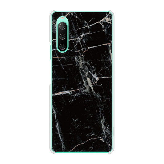 Xperia 10 IV SOG07 au 高画質仕上げ 背面印刷 ハードケース 大理石BK