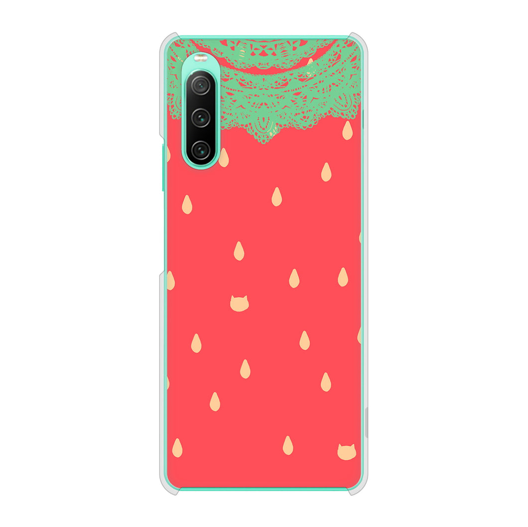 Xperia 10 IV SOG07 au 高画質仕上げ 背面印刷 ハードケース 【MI800 strawberry ストロベリー】