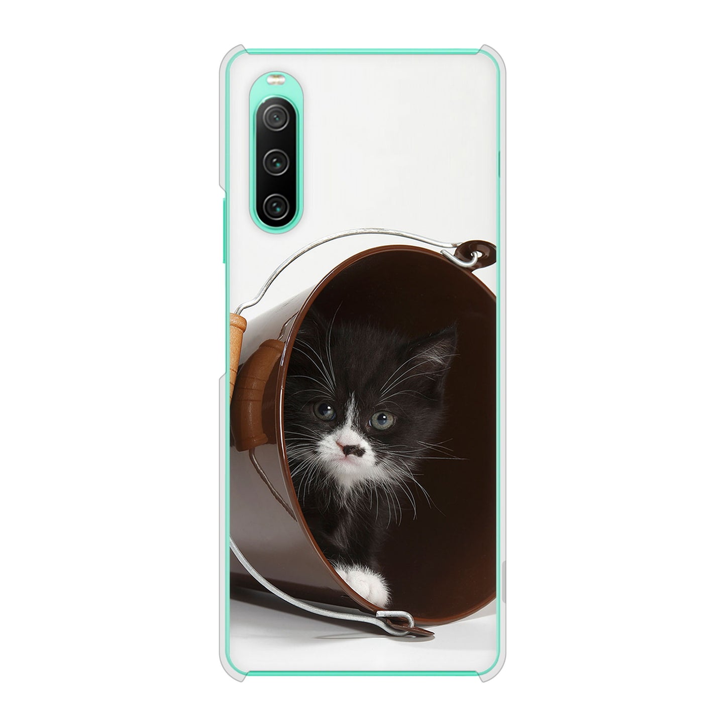 Xperia 10 IV SOG07 au 高画質仕上げ 背面印刷 ハードケース 【VA800 ネコとバケツ】