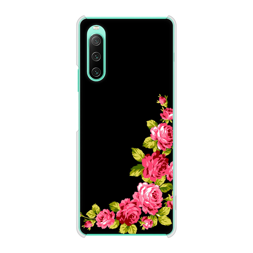 Xperia 10 IV SOG07 au 高画質仕上げ 背面印刷 ハードケース ロマンチックなバラ
