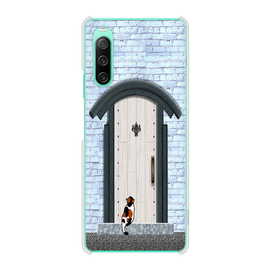 Xperia 10 IV SOG07 au 高画質仕上げ 背面印刷 ハードケース 猫とドア