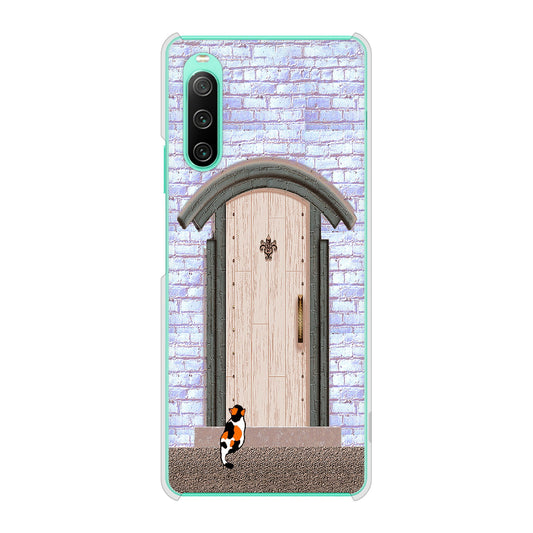 Xperia 10 IV SOG07 au 高画質仕上げ 背面印刷 ハードケース 猫とドア