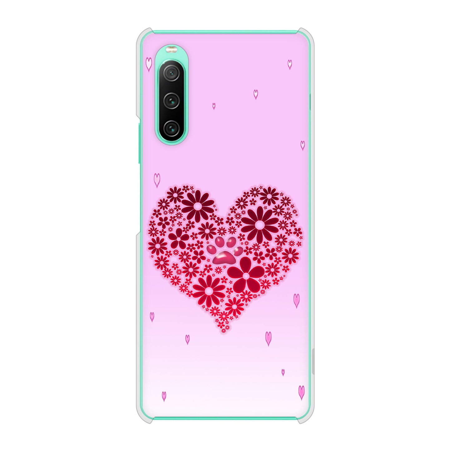 Xperia 10 IV SOG07 au 高画質仕上げ 背面印刷 ハードケース ハートと肉球
