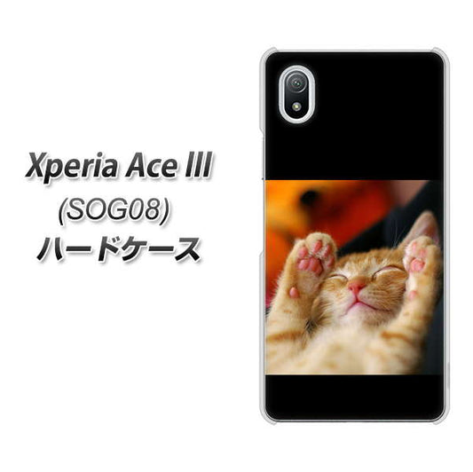 Xperia Ace III SOG08 au 高画質仕上げ 背面印刷 ハードケース【VA804 爆睡するネコ】