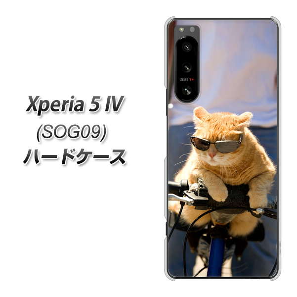 Xperia 5 IV SOG09 au 高画質仕上げ 背面印刷 ハードケース【595 にゃんとサイクル】