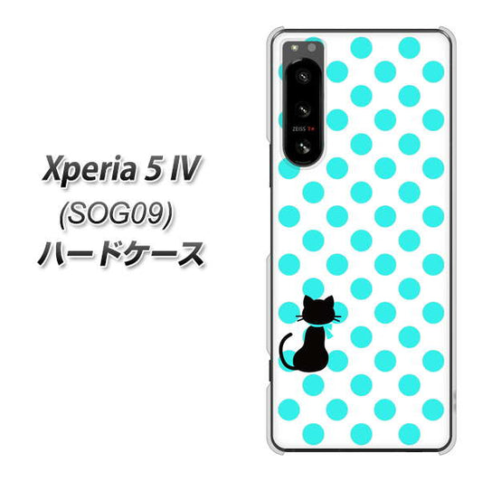 Xperia 5 IV SOG09 au 高画質仕上げ 背面印刷 ハードケース【EK809 ネコとシンプル ライトブルー】