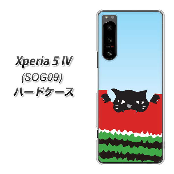 Xperia 5 IV SOG09 au 高画質仕上げ 背面印刷 ハードケース【IA815 すいかをかじるネコ(大)】