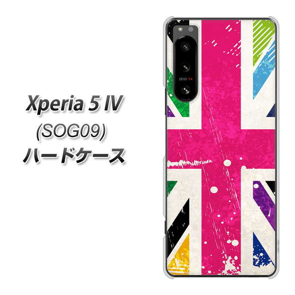 Xperia 5 IV SOG09 au 高画質仕上げ 背面印刷 ハードケース【SC806 ユニオンジャック ピンクビンテージ】