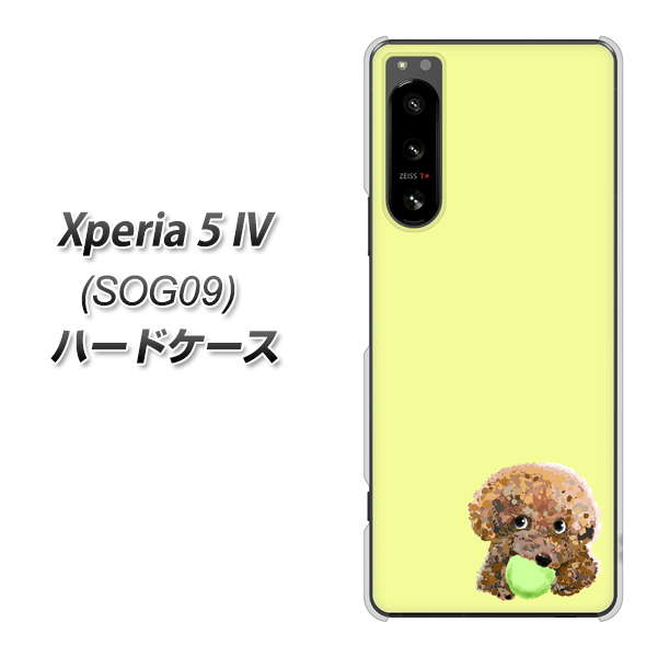 Xperia 5 IV SOG09 au 高画質仕上げ 背面印刷 ハードケース【YJ056 トイプードル&ボール(イエロー)】