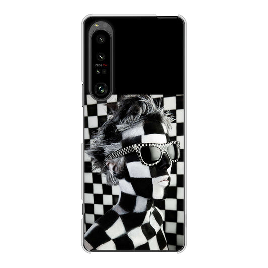 Xperia 1 V SOG10 au 高画質仕上げ 背面印刷 ハードケース 【357 bk&wh】