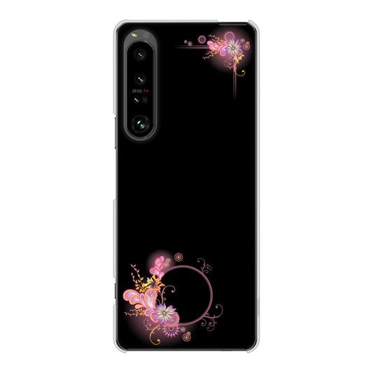 Xperia 1 V SOG10 au 高画質仕上げ 背面印刷 ハードケース 【437 華のフレーム】